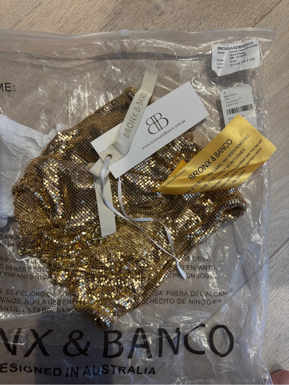 Bronx and Banco Xenia Gold Chainmail Dress - Picture 3 of 5